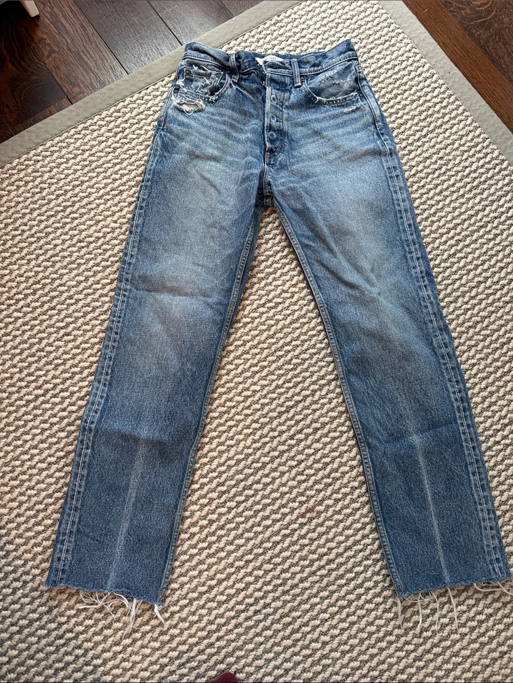 Moussy Classic Blue  Denim Jeans - Distressed Button-Fly